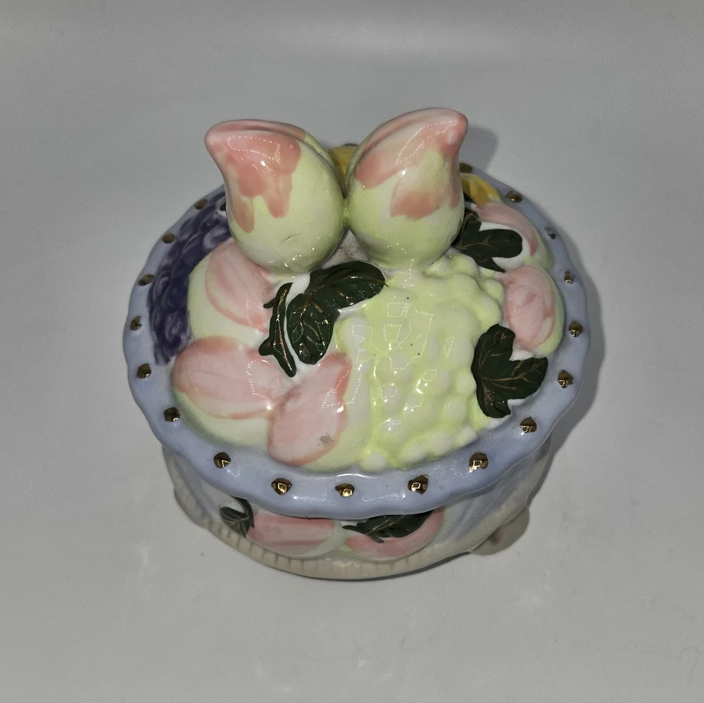 Vintage Peach Porcelain Trinket Dish Made In China‎
